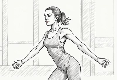 Woman practicing dynamic dance movements indoors