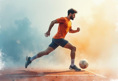 Young man sprinting on court during a fitness activity
