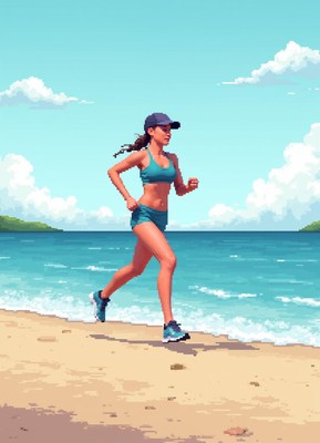 Coastal runner enjoying a sunny day on the beach