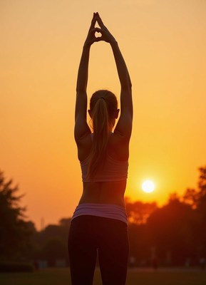 Outdoor yoga practice at sunset enhances relaxation