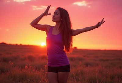 Sunset dance in the field during golden hour