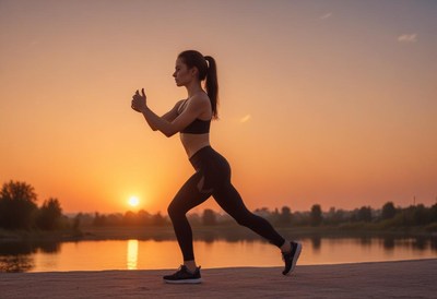 Sunset running by the water enhances evening workout