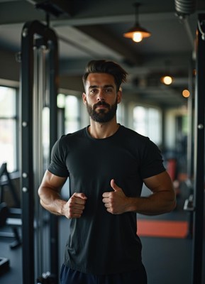 Individual preparing for workout in a gym setting