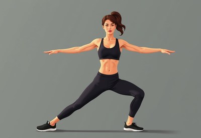 Woman doing yoga warrior pose