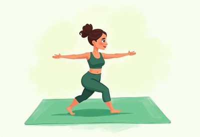 Woman practicing yoga on green mat in a calm setting
