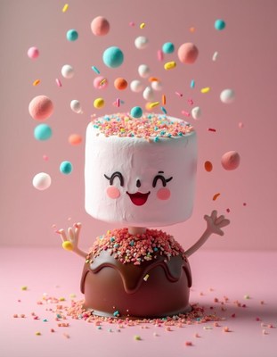 Festive dessert character with sprinkles