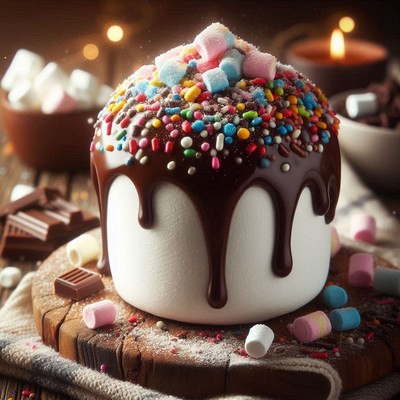 Delicious dessert topped with chocolate and sprinkles