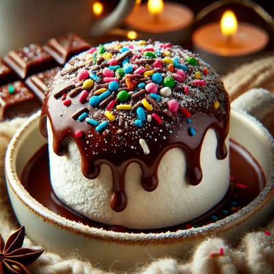Tasty chocolate dessert with sprinkles in a cozy spot