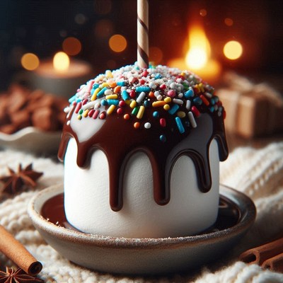 Delicious dessert with chocolate and colorful sprinkles