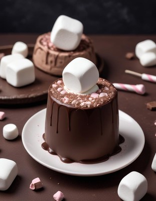 Delicious chocolate dessert topped with marshmallows