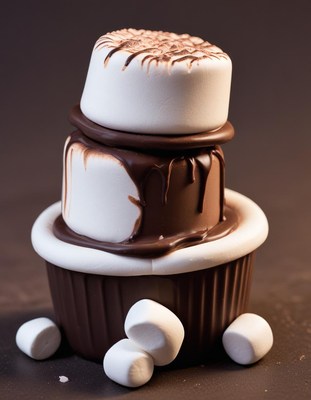 Delightful dessert tower topped with marshmallows