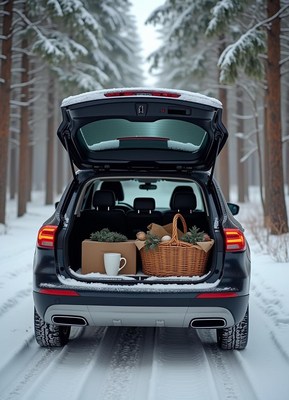 Winter getaway with a car full of cozy supplies