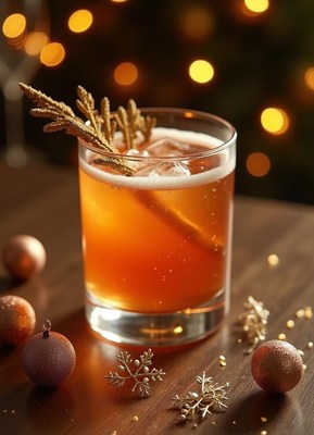 Festive cocktail with decorative elements for celebration