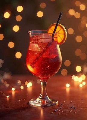Festive glass of refreshing cocktail