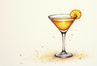 Refreshing cocktail served in elegant glass with citrus