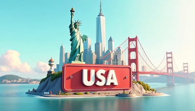 Iconic landmarks unite in a beautiful usa landscape