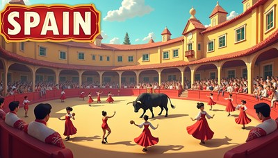 Traditional bullfighting event in a spanish arena