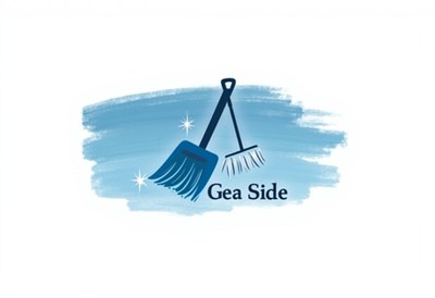 Beach cleaning service logo design with simple tools