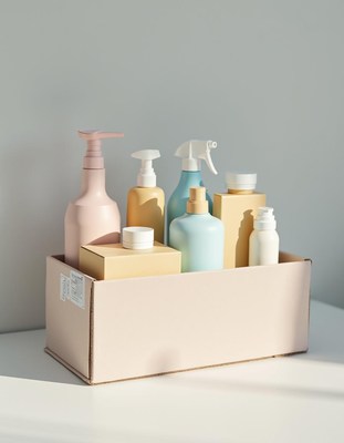 Collection of skincare products arranged in a box