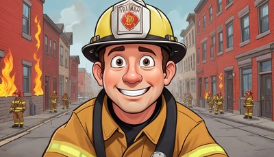 Firefighter in action during a rescue mission