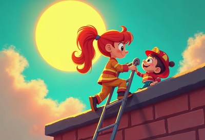 Children enjoying a sunny day on a rooftop