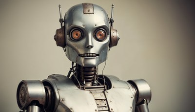 Retro metallic robot character design