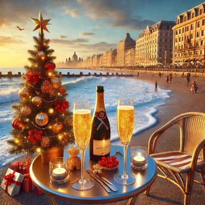 Celebrate christmas by the beach with sparkling drinks