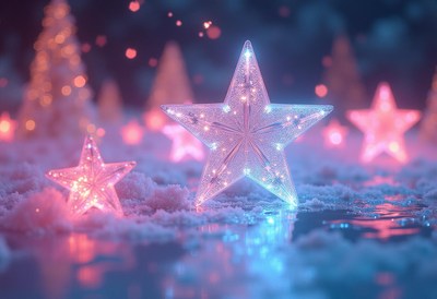 Glowing stars light up a winter wonderland