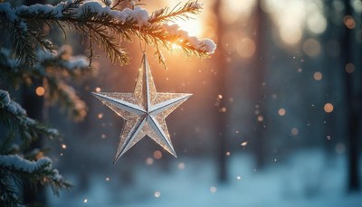 Winter tree decoration with a sparkling star