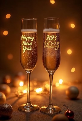 Celebrate new year with sparkling champagne flutes