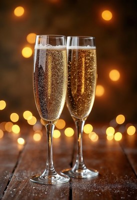 Celebrate with sparkling drinks and festive lights