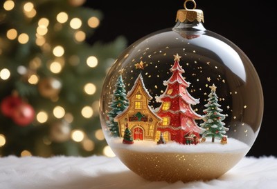 Christmas ornament showcasing a festive winter village