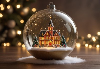 Beautiful holiday ornament with a quaint house design