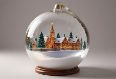 Snow globe with winter landscape featuring a church