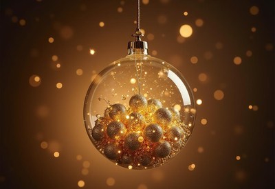 Ornament filled with sparkling decorations and lights