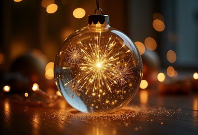 Glowing winter holiday ornament
