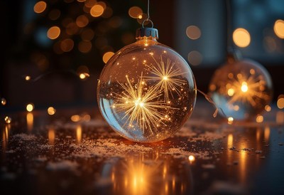 Elegant holiday ornament illuminating a warm ambiance