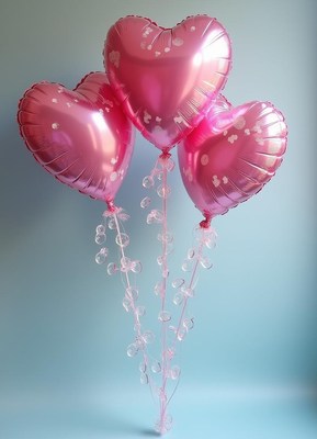 Heart-shaped balloons in vibrant pink color