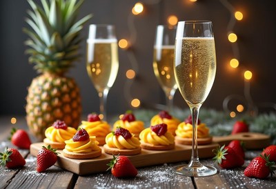 Delicious desserts and sparkling drinks for celebration
