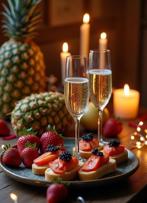 Elegant celebration with sparkling drinks and appetizers