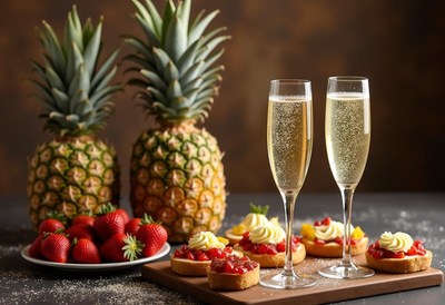 Refreshing tropical treat with strawberries and pineapples