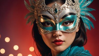 Elegant woman in decorative mask at celebration