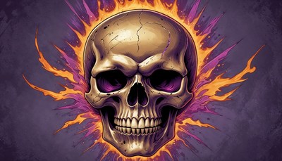 Creative skull design with vibrant explosion effects