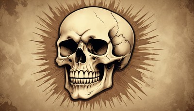 Skull design with rays creatively illustrated on paper