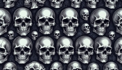 Skulls patterned wallpaper in dark design