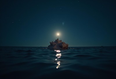 Moonlight reflecting off a calm ocean at night
