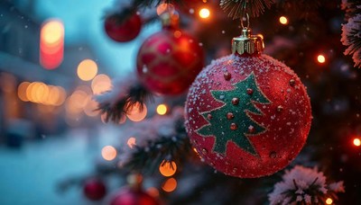 Beautifully decorated christmas tree with ornaments