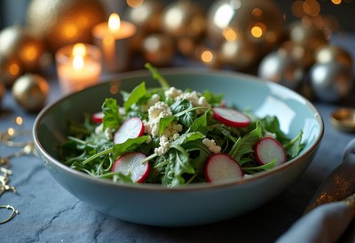 Fresh salad with radishes and greens for festive occasion