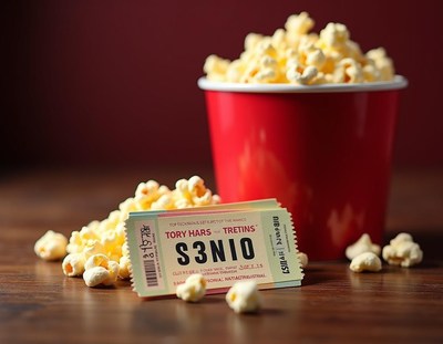 Enjoying a movie night with popcorn and tickets