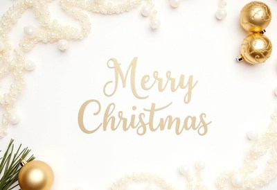 Festive holiday greeting with gold decor